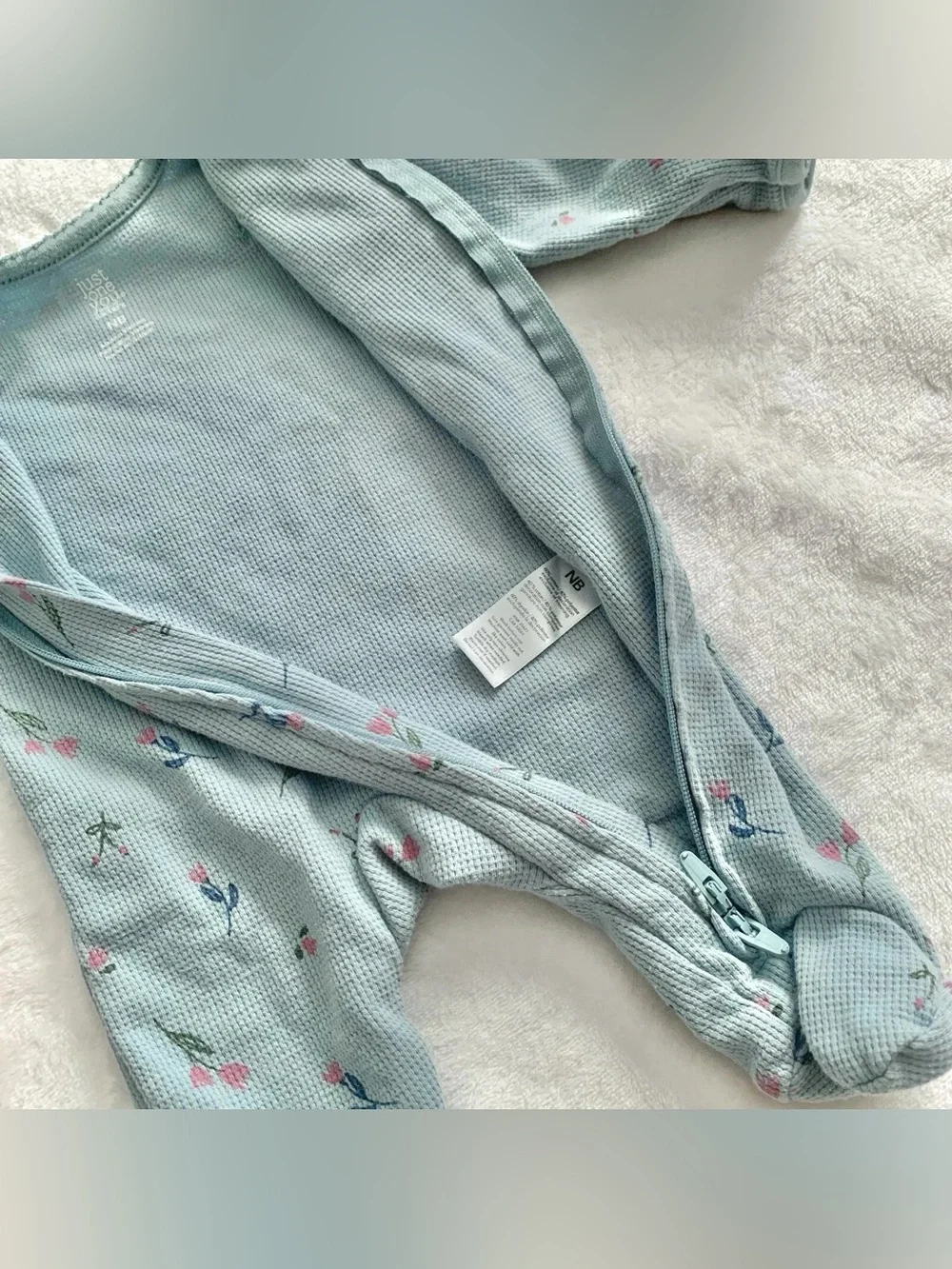 Carter’s Just One You Newborn Floral Footed Sleeper Blue Waffle Knit Zip Pajamas